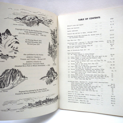 HIKING TRAILS III, Central and Northern Vancouver Island, Including Hiking Routes of Strathcona Park, Edited by Jane Waddell, 1977