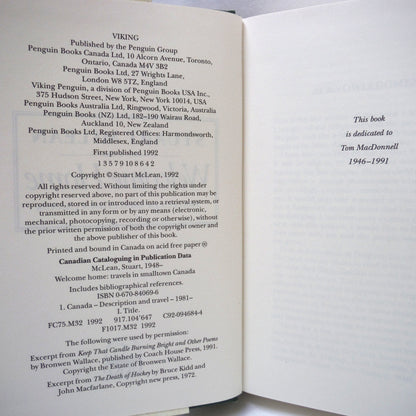 WELCOME HOME, Travels in Smalltown Canada, by Stuart McLean (1992 1st Ed.)