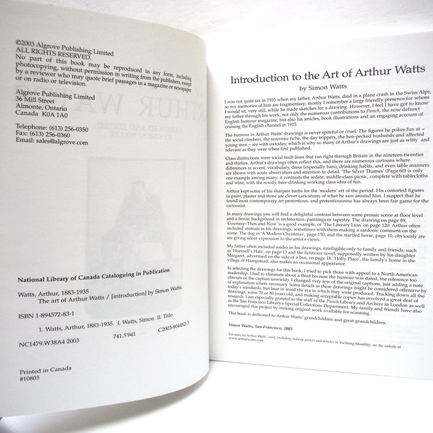 THE ART OF ARTHUR WATTS, Edited by Simon Watts (2003 1st Ed.)