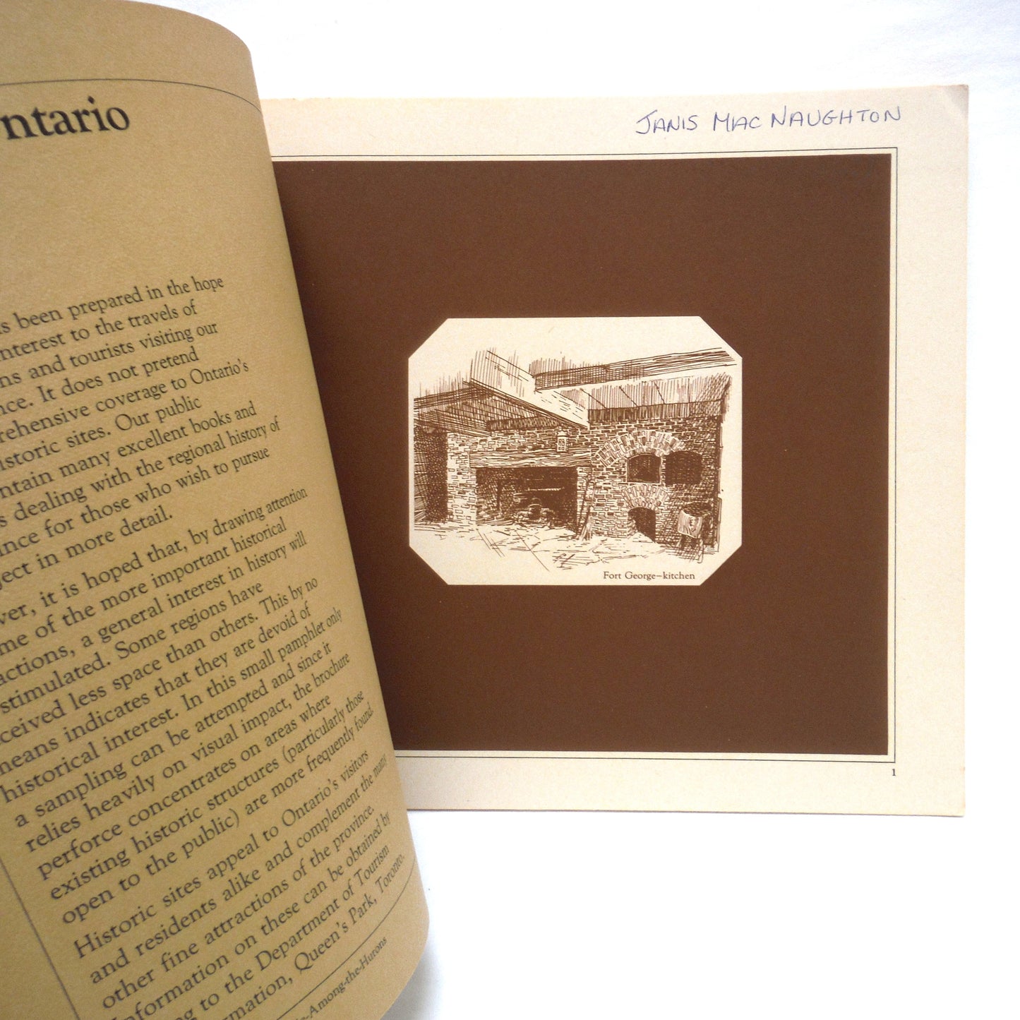 'HISTORIC ONTARIO: A Special Edition Travel Ontario Tourist Brochure, by The Province of Ontario, Department of Tourism & Information, 1975