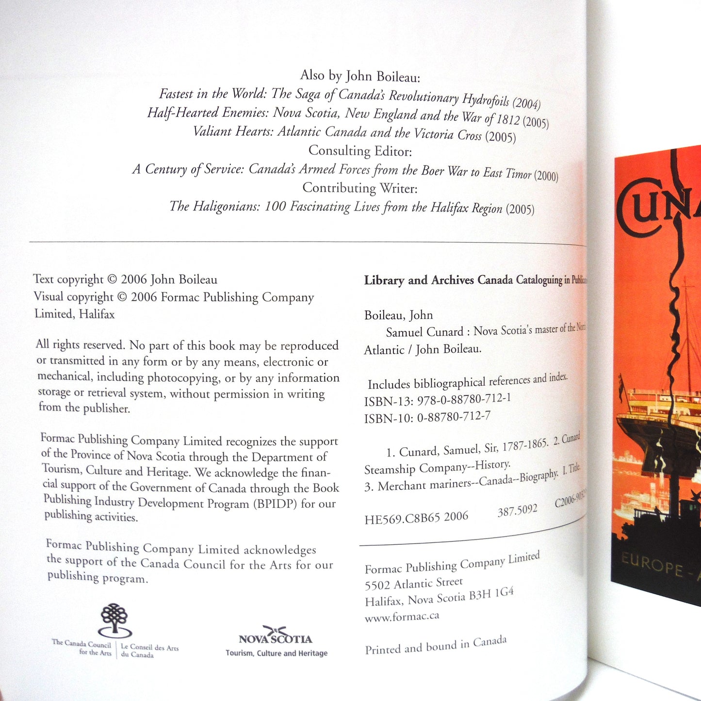 SAMUEL CUNARD: Nova Scotia's Master of The North Atlantic, by John Boileau (2006 1st Ed.)