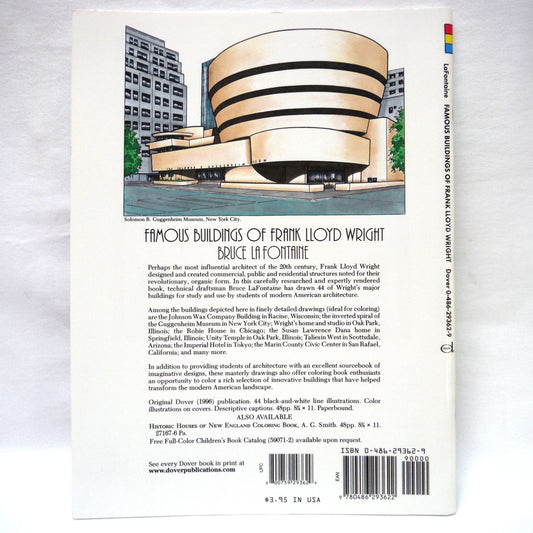 FAMOUS BUILDINGS OF FRANK LLOYD WRIGHT, A Dover Coloring Book by Bruce La Fontaine  (2000 1st Ed.)