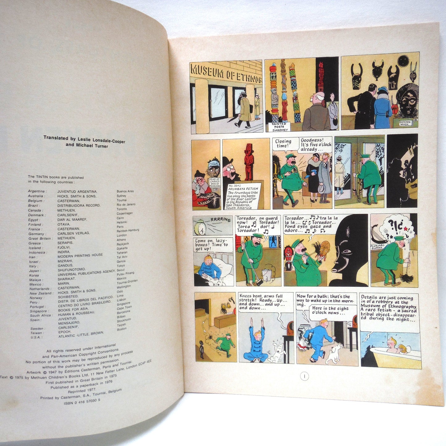 THE ADVENTURES OF TINTIN: A Paul's 3-Pack of Vintage 1975/1977 Tintin Comic Books created by Belgian cartoonist Hergé