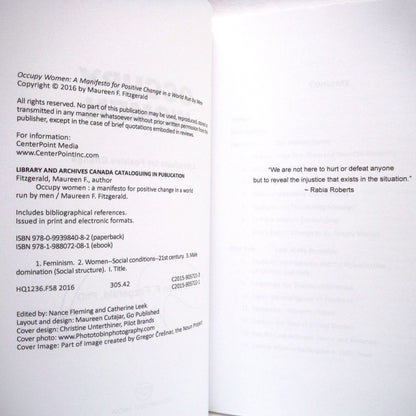 OCCUPY WOMEN, A Manifesto for Positive Change in a World Run by Men, by Maureen F. Fitzgerald, PhD. (1st Ed. SIGNED)