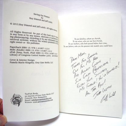 SAVING OUR PENNIES, Redemption Stories by Roy Dimond and Jeff Leitch (1st Ed. SIGNED)