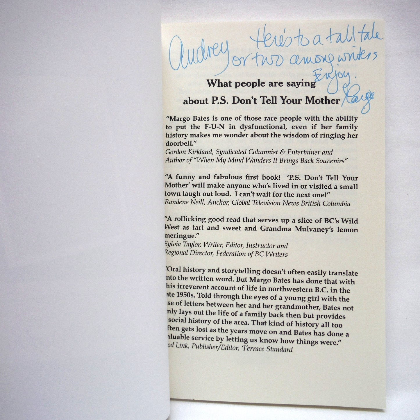 P.S. DON'T TELL YOUR MOTHER, Stories by Margo Bates (1st Ed. SIGNED)