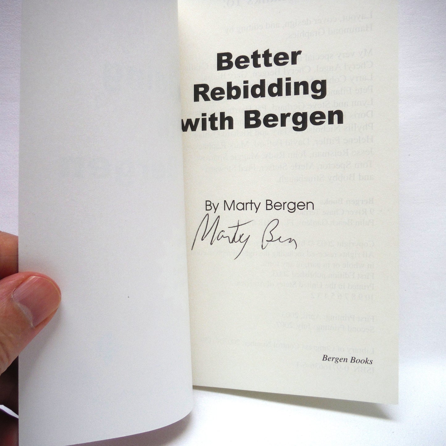 BETTER REBIDDING WITH BERGEN, A Points Schmoints Series, by Marty Bergen (1st Ed. SIGNED)