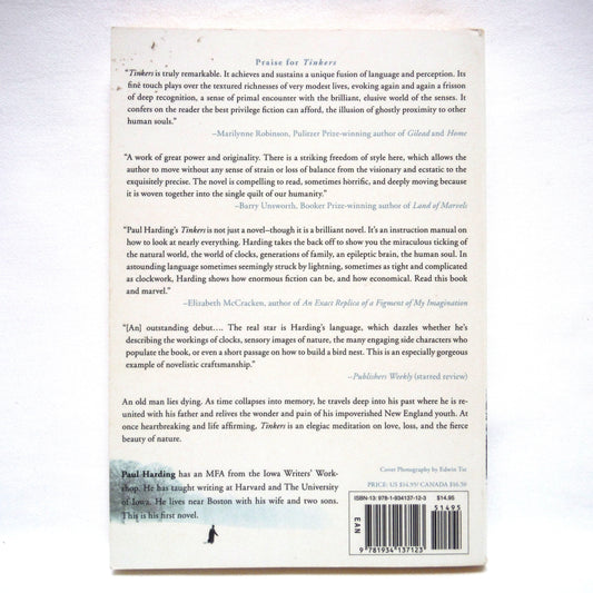 TINKERS, A Novel by Paul Harding (1st Ed. SIGNED)