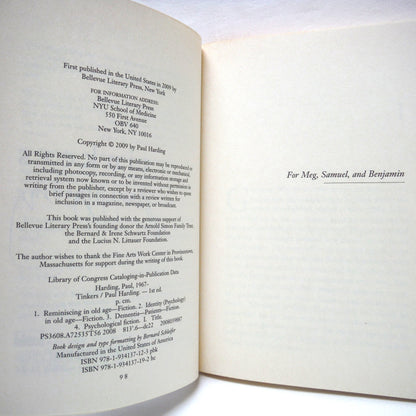 TINKERS, A Novel by Paul Harding (1st Ed. SIGNED)