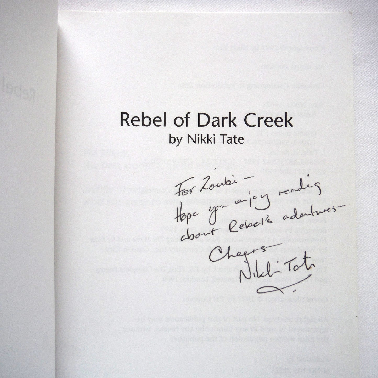 REBEL OF DARK CREEK, STABLEMATES #1, A Young Reader Adventure by Nikki Tate (1st Ed. SIGNED)