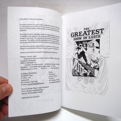 THE GREATEST SHOW ON EARTH, Poetry by Lenore Hellum, and Artwork by Mary Leigh Campbell (1st Ed. SIGNED)