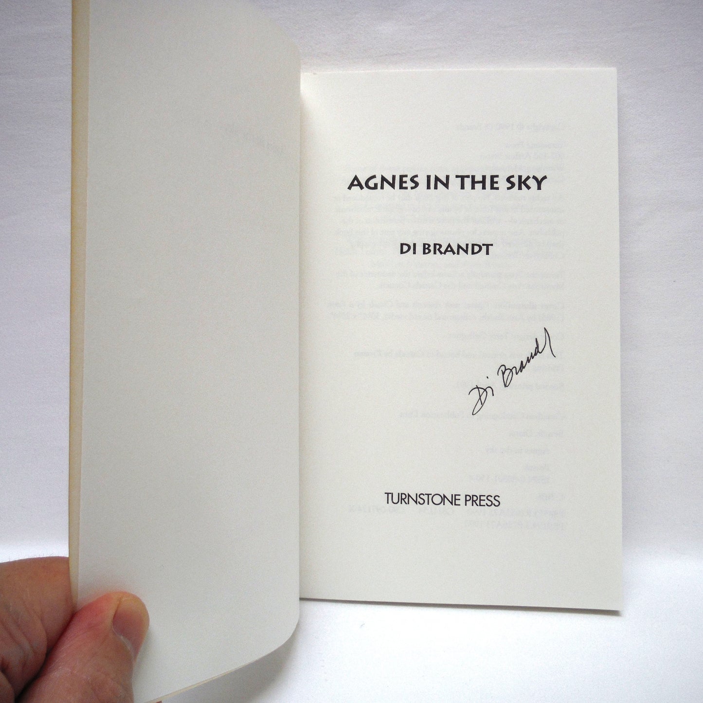 AGNES IN THE SKY, Poems by Di Brandt (1st Ed. SIGNED)