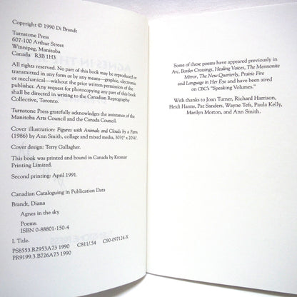 AGNES IN THE SKY, Poems by Di Brandt (1st Ed. SIGNED)