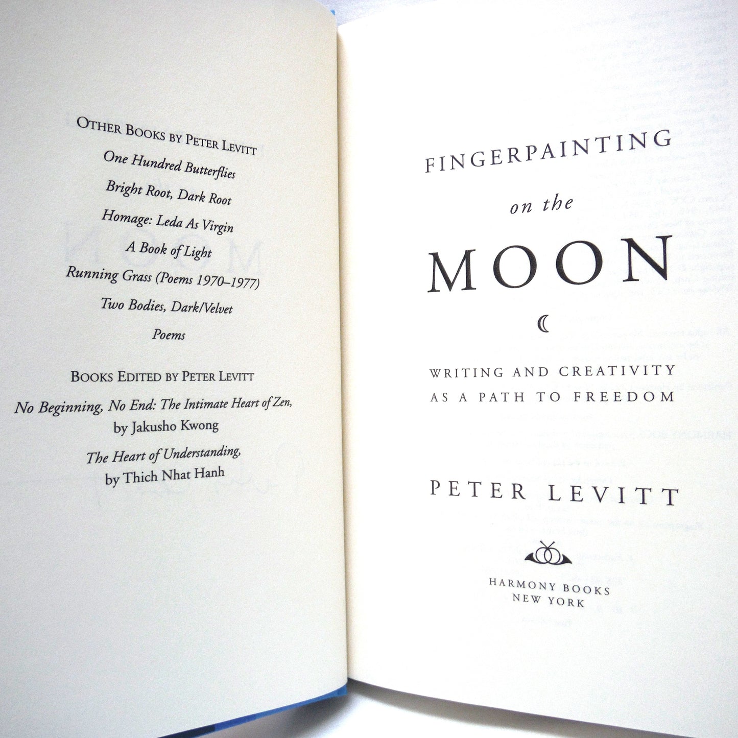 FINGERPAINTING ON THE MOON, Writing and Creativity As A Path To Freedom, by Peter Levitt (1st Ed. SIGNED)