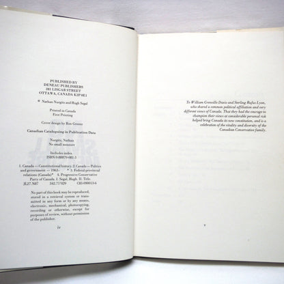 NO SMALL MEASURE, The Progressive Conservatives and the Constitution, by Nathan Nurgitz and Hugh Segal (1st Ed. SIGNED)
