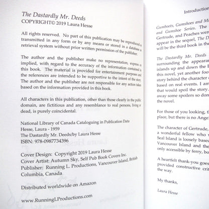 THE DASTARDLY MR. DEEDS, Book Two in the Gumboot & Gumshoe Series, by Laura Hesse (1st Ed. SIGNED)
