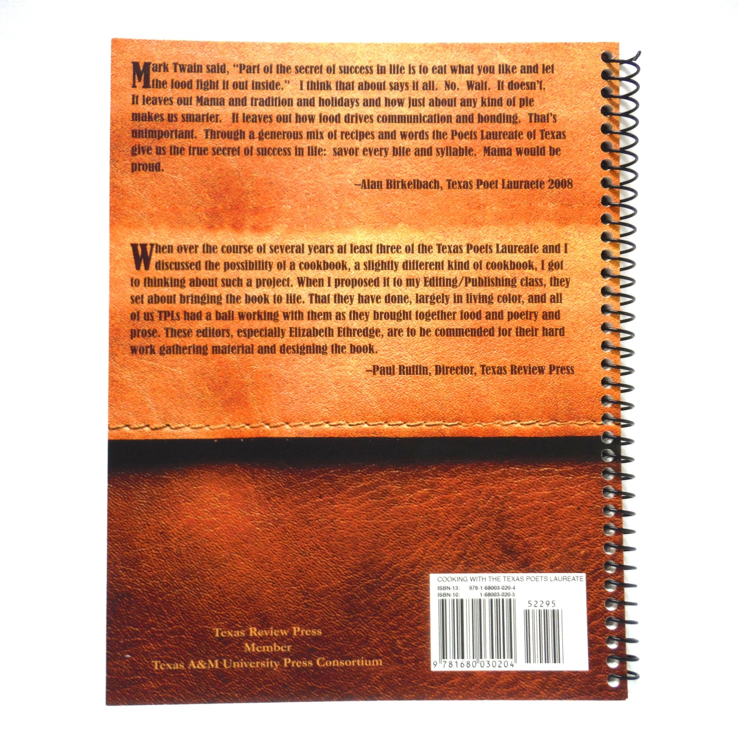 COOKING WITH THE TEXAS POETS LAUREATE, Poems and Recipes as Edited by Elizabeth Ethredge  (1st Ed. SIGNED)