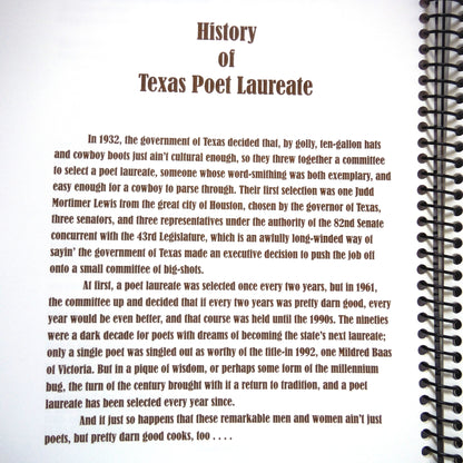 COOKING WITH THE TEXAS POETS LAUREATE, Poems and Recipes as Edited by Elizabeth Ethredge  (1st Ed. SIGNED)