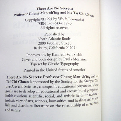 WOLFE LOWENTHAL, 2-Pack of Books by Professor Cheng Man-ch'ing and his Tai Chi Chuam: THERE ARE NO SECRETS, and GATEWAY TO THE MIRACULOUS (1991/1994 1st Ed.)