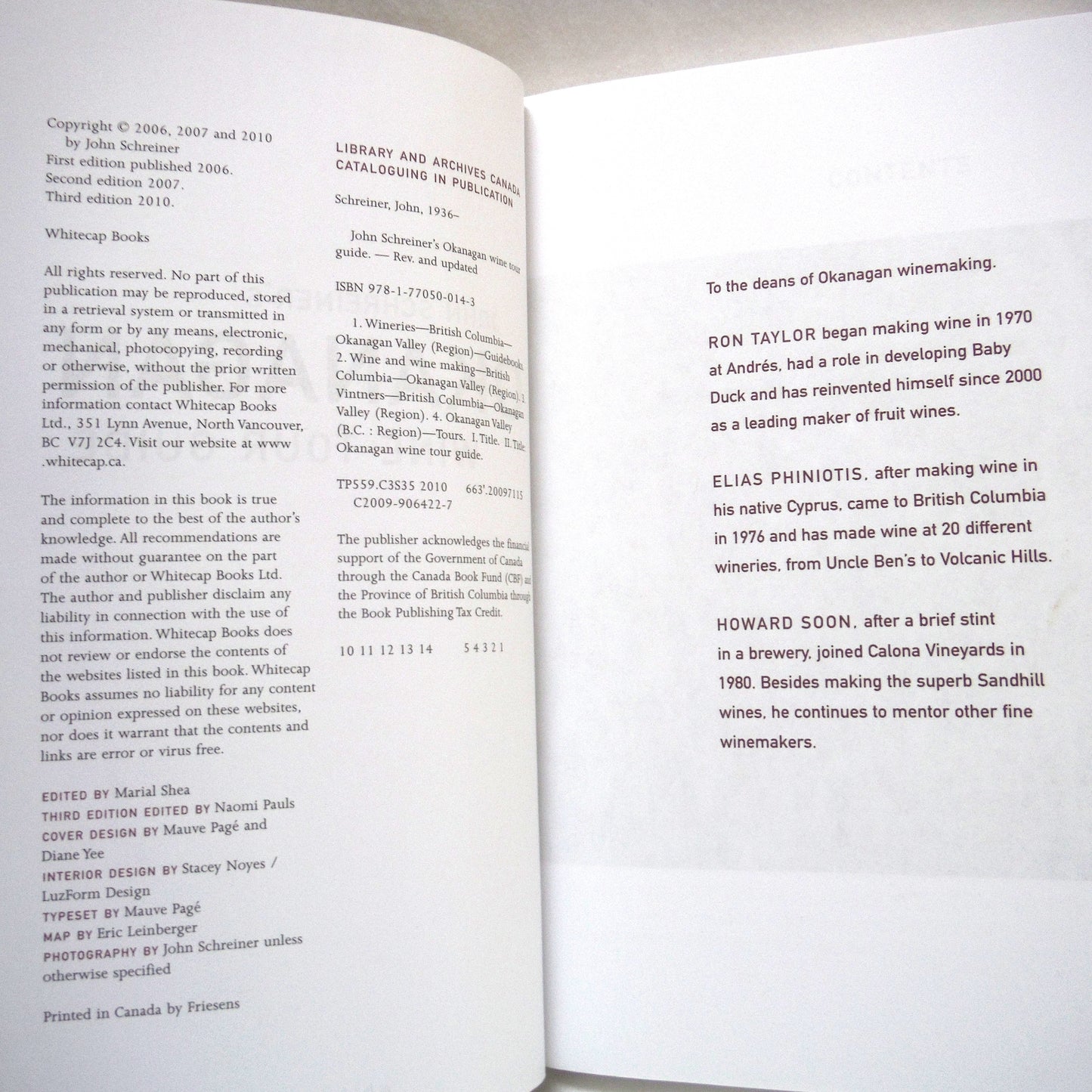 OKANAGAN WINE TOUR GUIDE, by John Schreiner (2010 3rd Ed.)