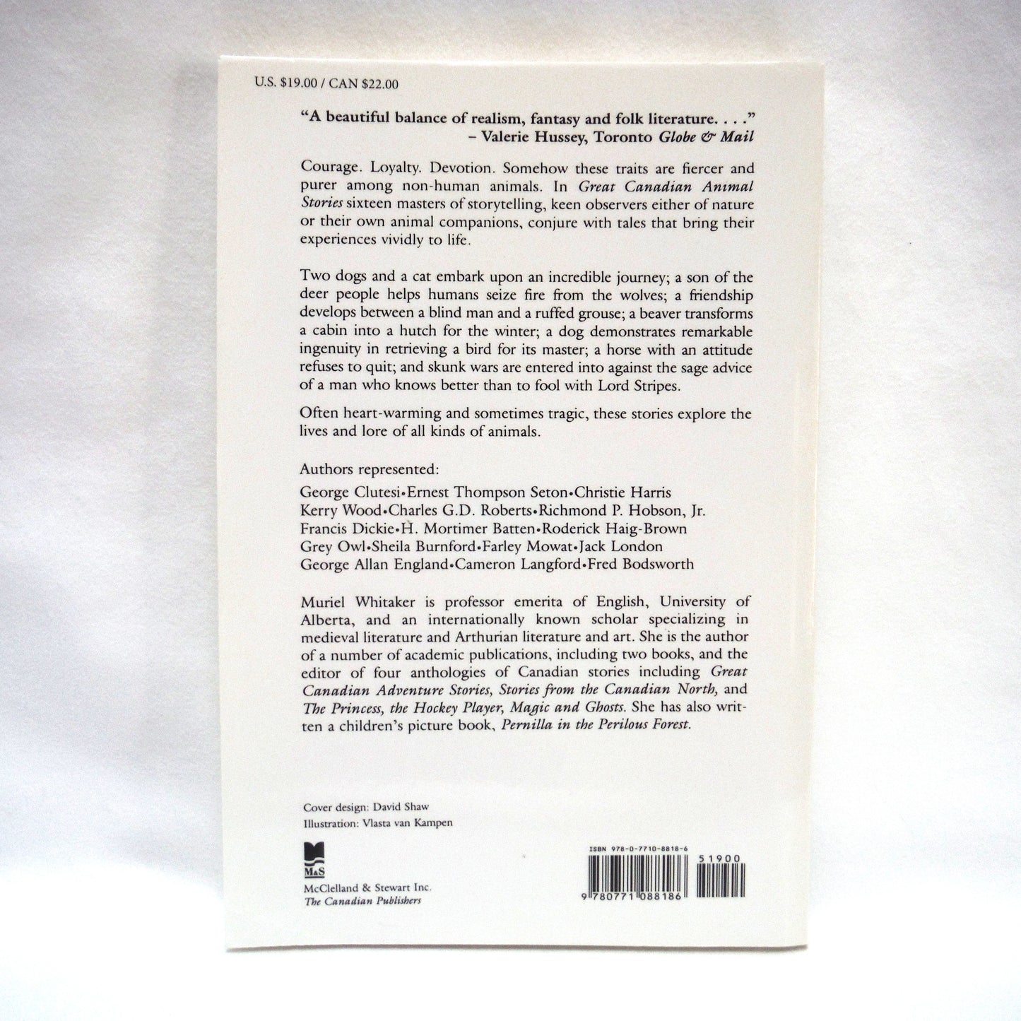 GREAT CANADIAN ANIMAL STORIES, Sixteen Stories by Sixteen Masters, Edited by Muriel Whitaker, 1995