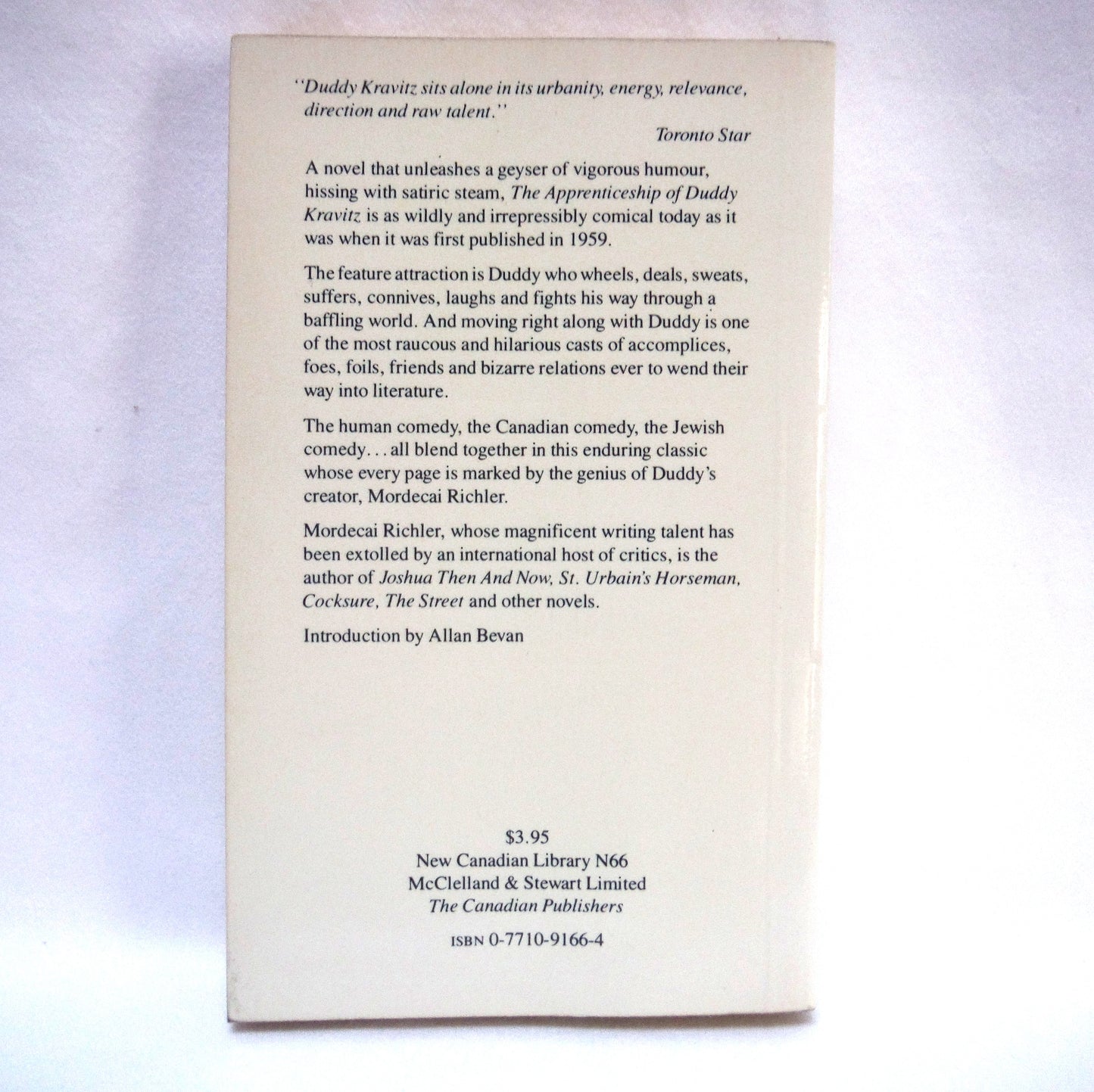 THE APPRENTICESHIP OF DUDDY KRAVITZ, by Mordecai Richler, RARE Published by New Canadian Library Pocketbook  (1969 1st  PB Ed.)