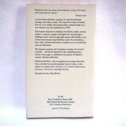 THE APPRENTICESHIP OF DUDDY KRAVITZ, by Mordecai Richler, RARE Published by New Canadian Library Pocketbook  (1969 1st  PB Ed.)
