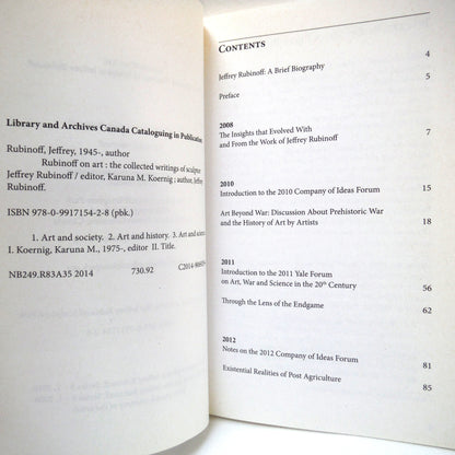 RUBINOFF ON ART, The Collected Writings of Sculptor Jeffrey Rubinoff, Edited by Karuna M. Koernig (2000 1st Ed.)