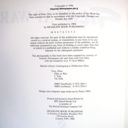 GILES AT WAR, Military Cartoons by Peter Tory (1994 1st Ed.)