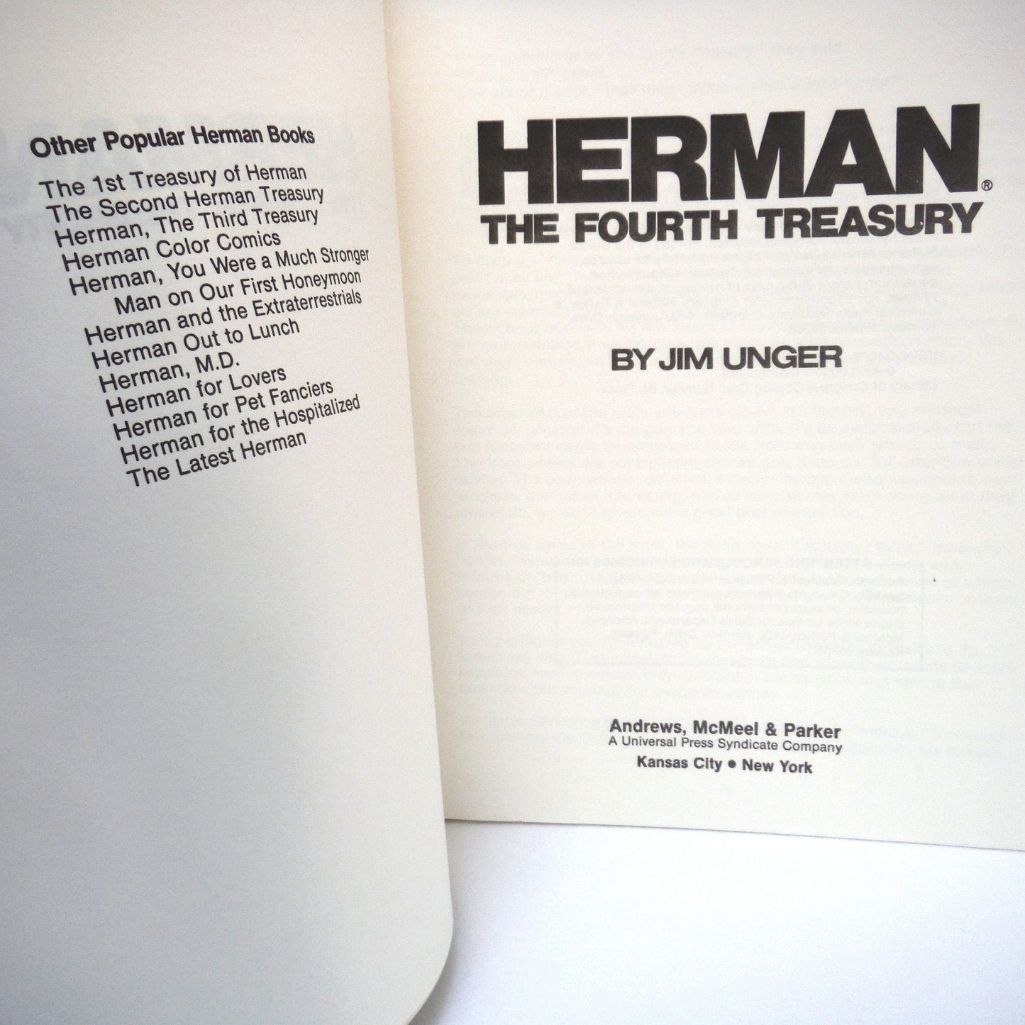HERMAN THE FOURTH TREASURY, Cartoons by Jim Unger (1984 1st Ed.)