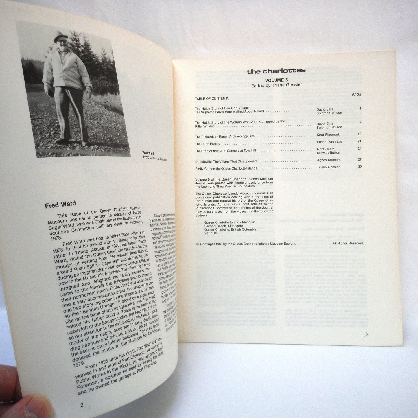 THE CHARLOTTES, by The Queen Charlotte Islands Museum Society, Volume 5, Edited by Trisha Gessler (1980 1st Ed.)