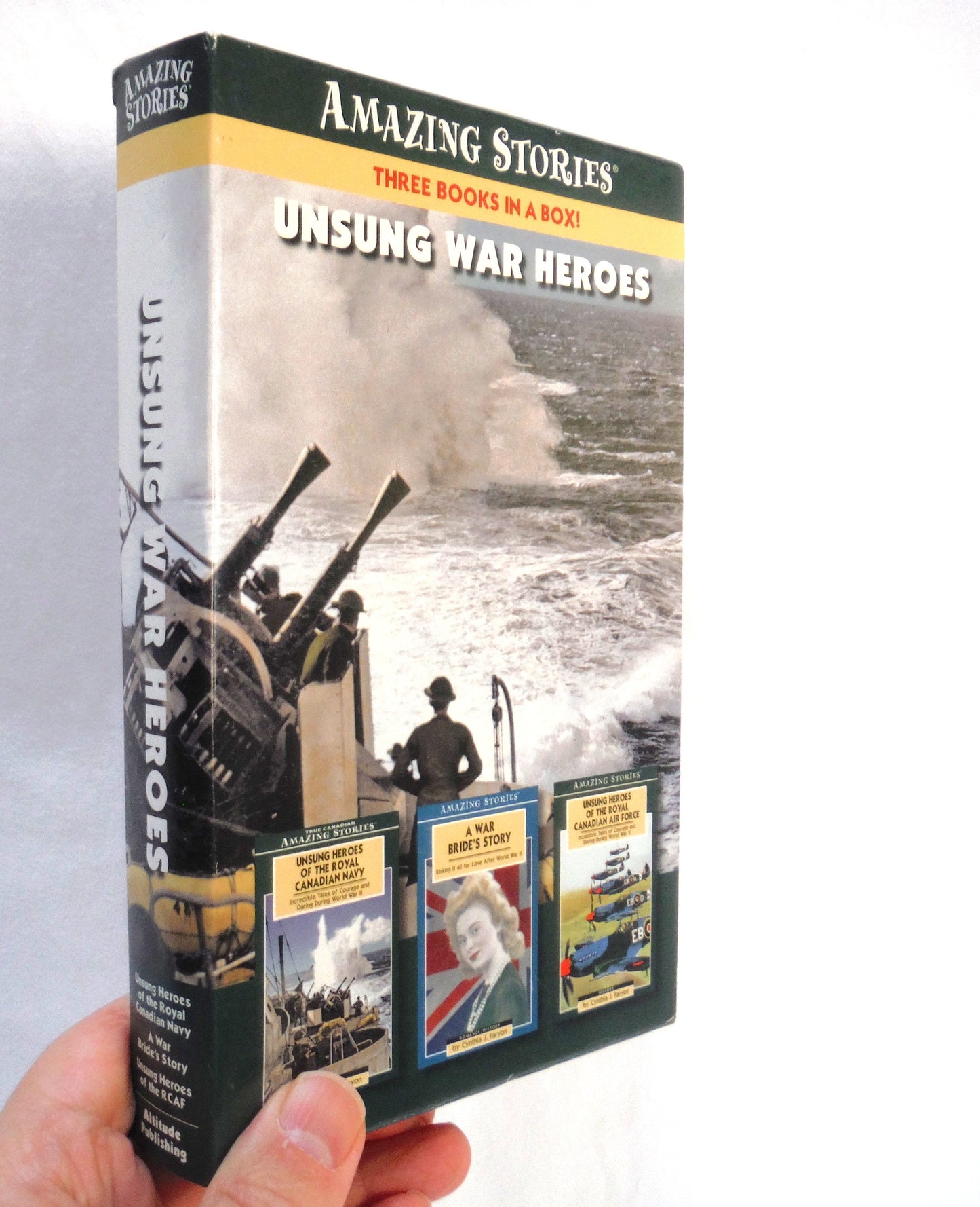 UNSUNG WAR HEROES, Amazing 3-Pack Story Books by Cynthia J. Faryon (Three Canadian Military Books in a Slipcase Box Brand New-Old Stock Special)