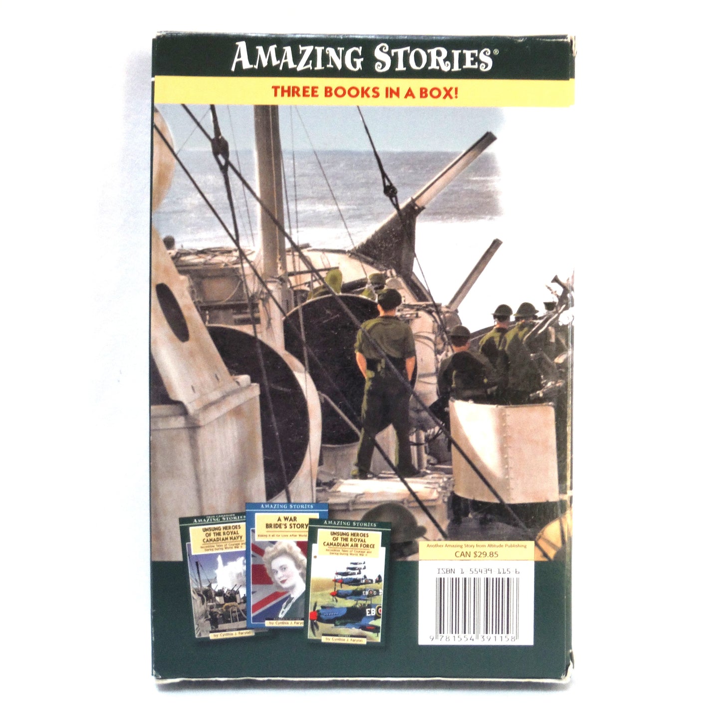 UNSUNG WAR HEROES, Amazing 3-Pack Story Books by Cynthia J. Faryon (Three Canadian Military Books in a Slipcase Box Brand New-Old Stock Special)