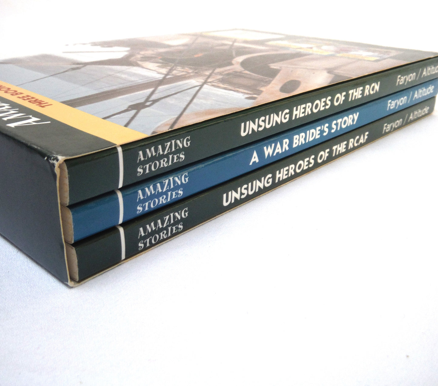 UNSUNG WAR HEROES, Amazing 3-Pack Story Books by Cynthia J. Faryon (Three Canadian Military Books in a Slipcase Box Brand New-Old Stock Special)