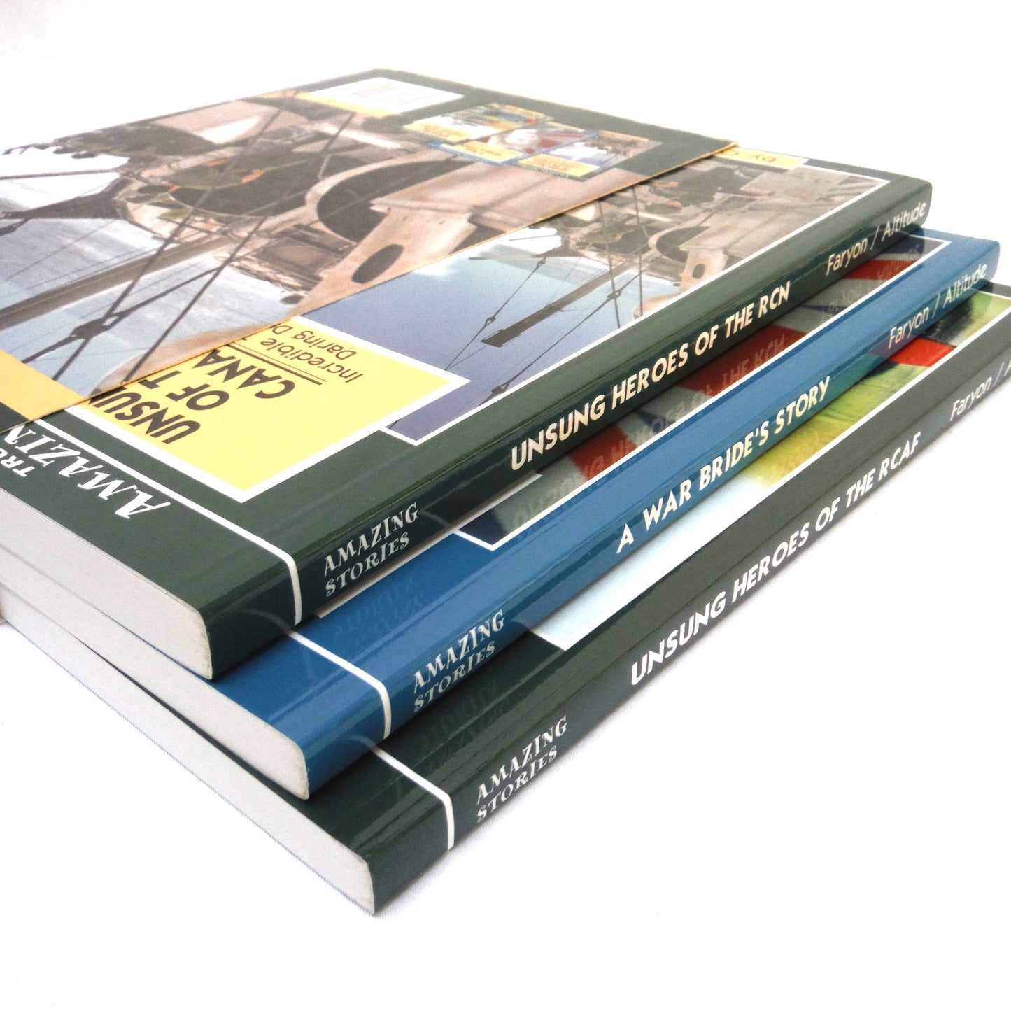 UNSUNG WAR HEROES, Amazing 3-Pack Story Books by Cynthia J. Faryon (Three Canadian Military Books in a Slipcase Box Brand New-Old Stock Special)