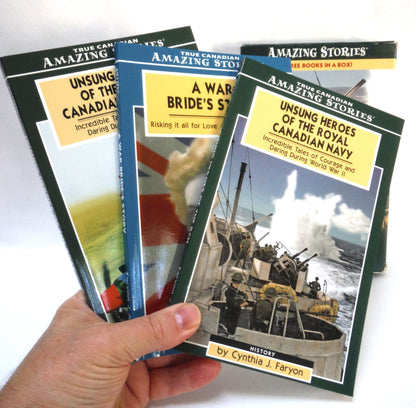 UNSUNG WAR HEROES, Amazing 3-Pack Story Books by Cynthia J. Faryon (Three Canadian Military Books in a Slipcase Box Brand New-Old Stock Special)