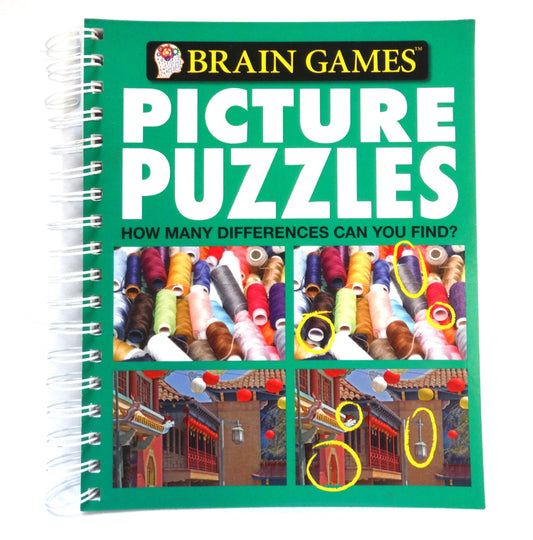 PICTURE PUZZLES, How Many Differences Can You Find? By Brain Games (2009 1st Ed.)