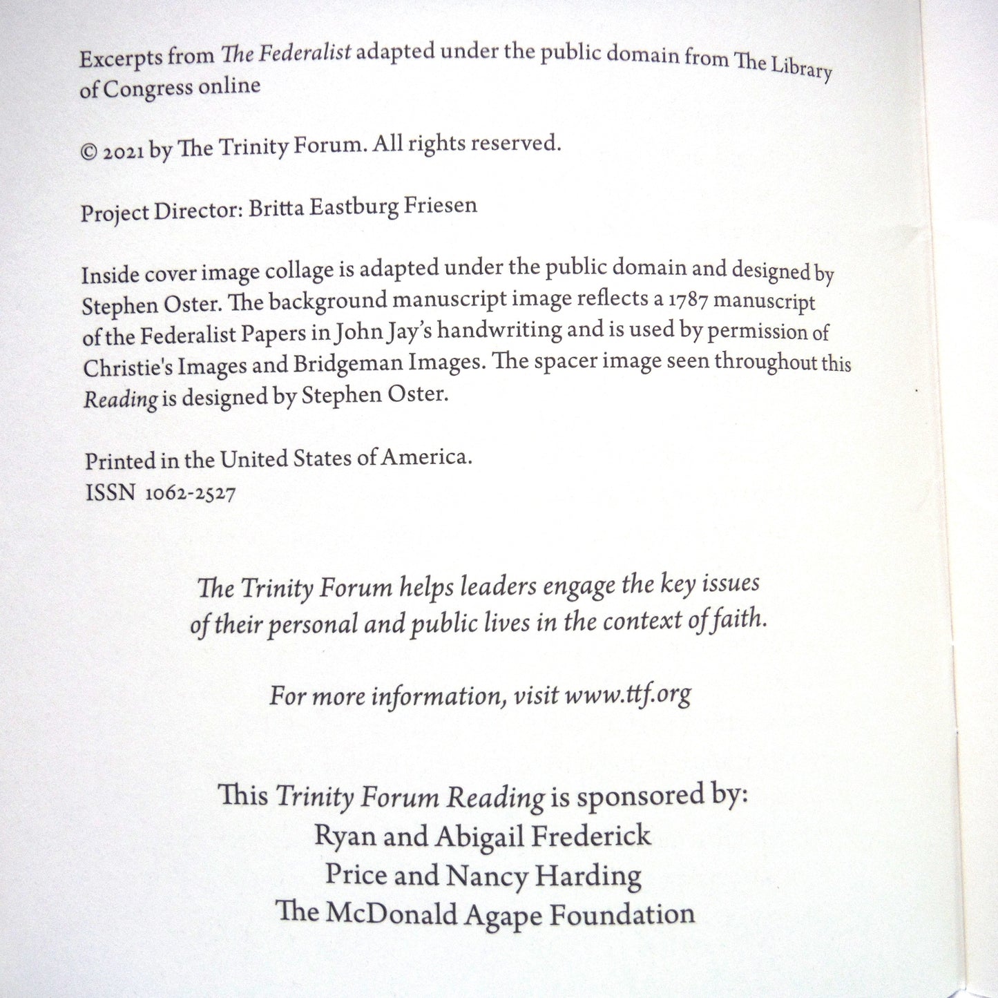 A VERY RARE FOUR-PACK OF TRINITY FORUM READING BOOKLETS by The Trinity Forum Society, 1st Ed. With Bonus Company Letter!