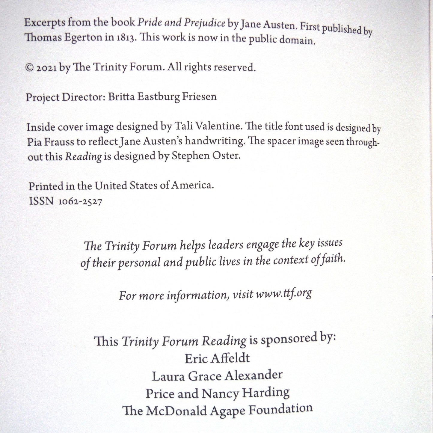 A VERY RARE FOUR-PACK OF TRINITY FORUM READING BOOKLETS by The Trinity Forum Society, 1st Ed. With Bonus Company Letter!