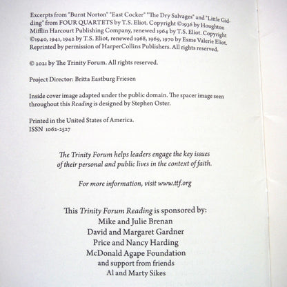 A VERY RARE FOUR-PACK OF TRINITY FORUM READING BOOKLETS by The Trinity Forum Society, 1st Ed. With Bonus Company Letter!