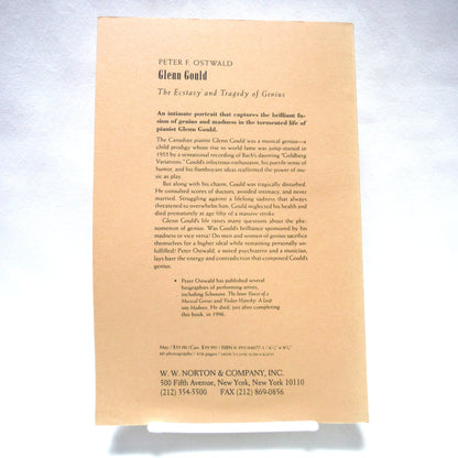 GLENN GOULD, The Ecstasy and Tragedy of Genius by Peter Ostwald, The Rare Uncorrected Proof by W.W. Norton & Company of New York and London (1997 1st Ed.)