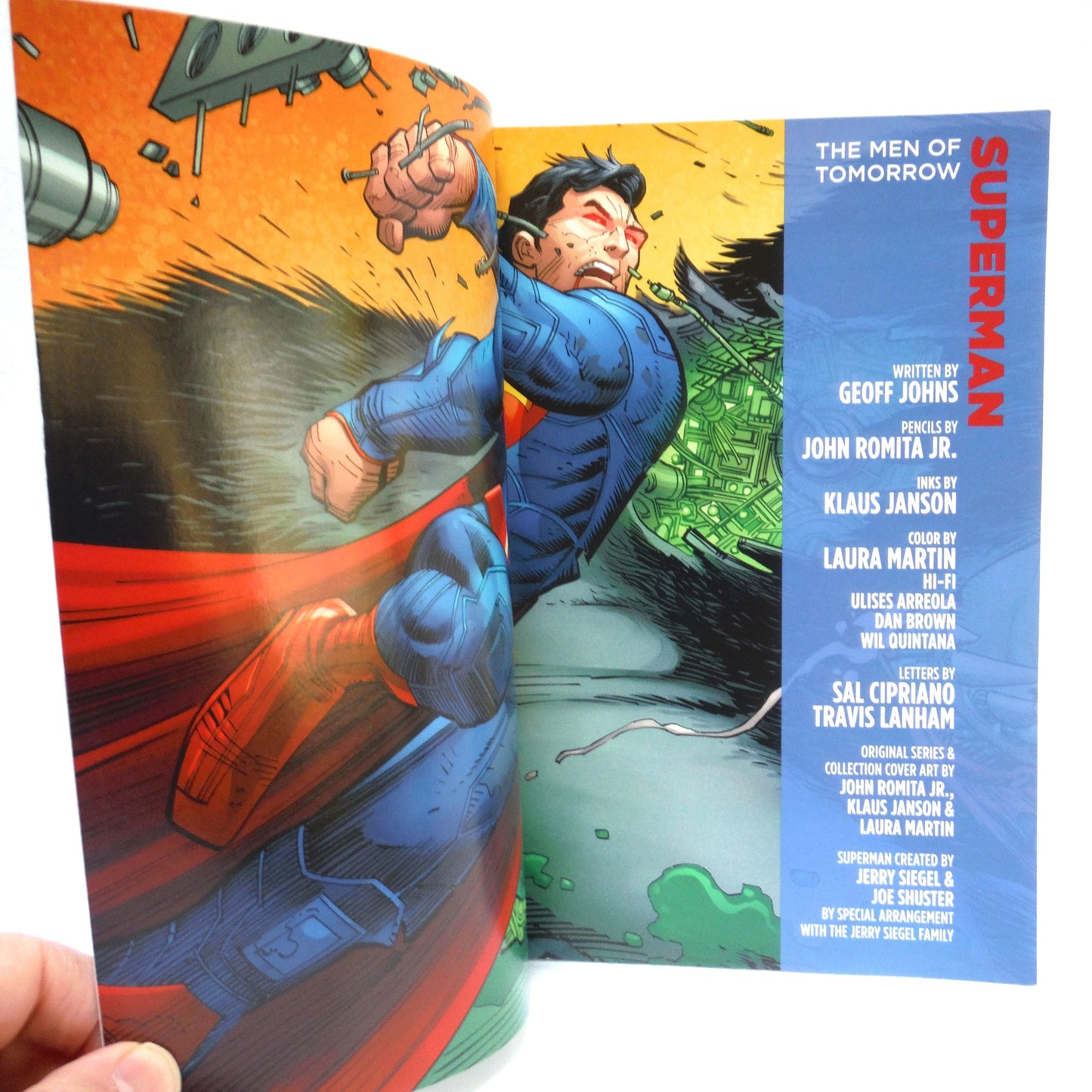 SUPERMAN, THE MEN OF TOMORROW, by D.C. Comics Legends Geoff Johns, John Romita Jr., Klaus Janson, and Laura Martin (2015 1st Ed.)
