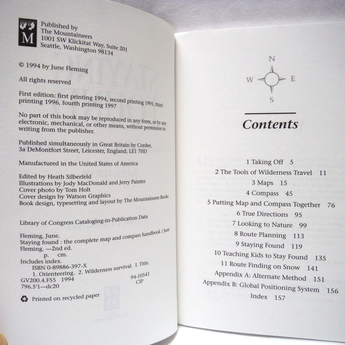 STAYING FOUND, The Complete Map & Compass Handbook by The Mountaineers, and June Fleming, (1997 2nd. Ed.)