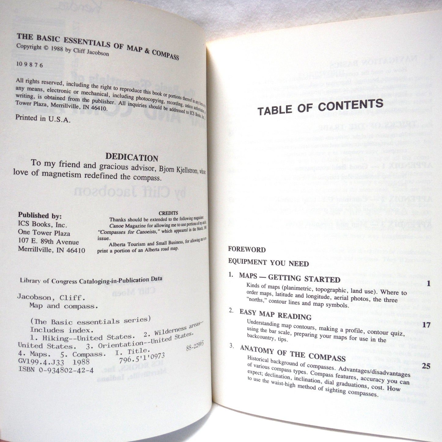 THE BASIC ESSENTIALS OF MAP & COMPASS, in The Basic Essentials Series by Cliff Jacobson (1988 1st Ed.)