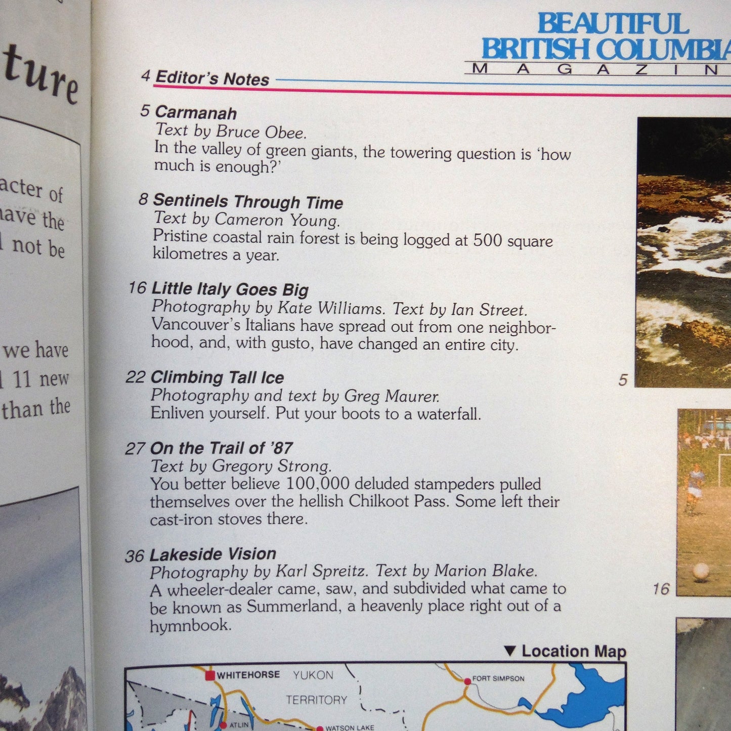 BEAUTIFUL BRITISH COLUMBIA MAGAZINE, The 30th Year Anniversary Edition Featuring CARMANAH, Winter of 1989