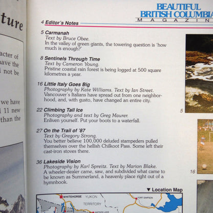 BEAUTIFUL BRITISH COLUMBIA MAGAZINE, The 30th Year Anniversary Edition Featuring CARMANAH, Winter of 1989