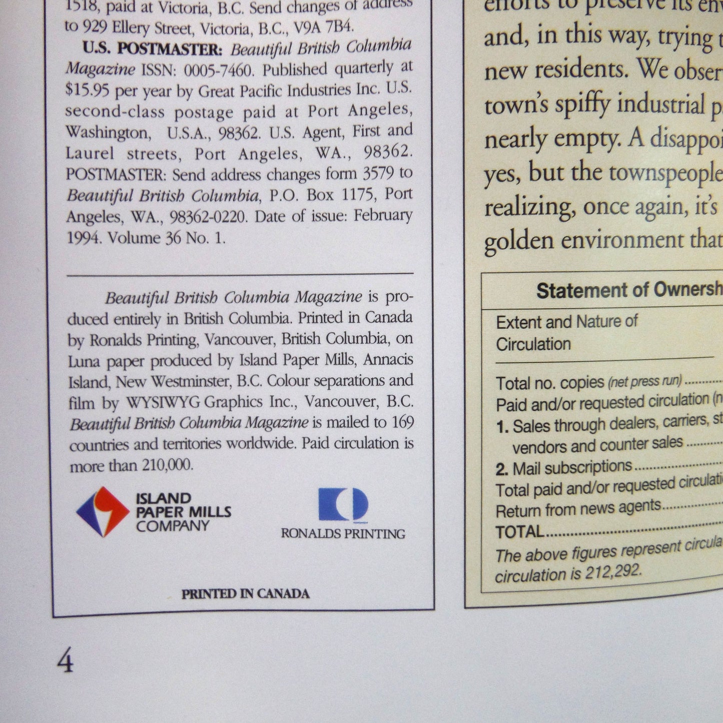 BEAUTIFUL BRITISH COLUMBIA MAGAZINE, Hell Bent on the Fraser, Volume 36, Number 1, Spring 1994