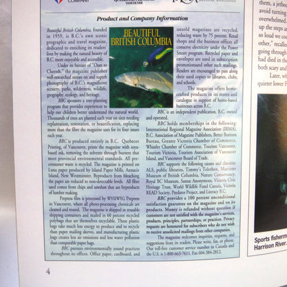 BEAUTIFUL BRITISH COLUMBIA MAGAZINE, What's Killing the Sturgeon?, Volume 37, Number 3, Fall 1995