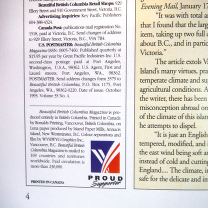 BEAUTIFUL BRITISH COLUMBIA MAGAZINE, The Tatshenshini River Wilderness Park, Volume 35, Number 4, Winter 1993