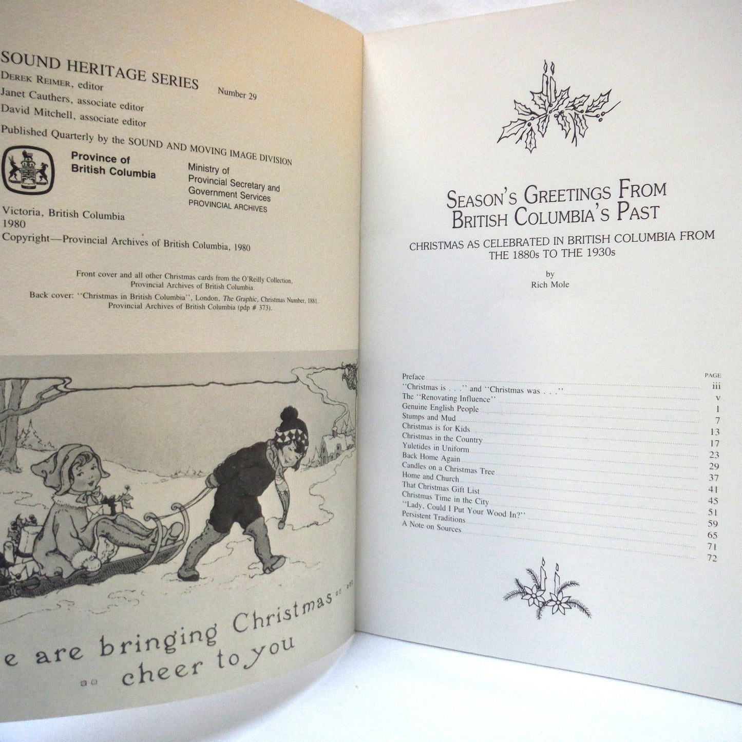 SEASON'S GREETINGS FROM BRITISH COLUMBIA'S PAST: Christmas as Celebrated in BC from 1880's to 1930's, by Rich Mole (1980 1st Ed.)